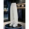 Nuevos pantalones casuales de otoño e invierno para hombre con cordón, color liso, talla grande, pantalones curvos de corte inclinado estilo americano, pantalones deportivos rectos para hombre