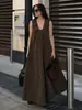 Vestido Cruzado sin Mangas Estilo Europeo y Americano Verano 2026 Nuevo Algodón Puro Vacaciones Casual Cuello en U Holgado Largo
