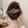 Presilha de bico de pato marrom de cachorro coreano, presilha elegante para coque torcido, presilha de cabelo volumizadora para a parte de trás da cabeça, acessório de cabelo de alta qualidade