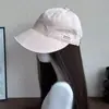 Sombrero de Pescador Rayado Estilo Coreano para Mujer Primavera Verano Ala Plana Sombrero de Sol para Exteriores Versátil Cara Lisa Sombrero Protector Solar Adelgazante