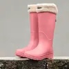 Botas de Lluvia de Caña Alta Transfronterizas para Hombres y Mujeres, Zapatos Impermeables para Uso en Exteriores, Botas Largas, Zapatos de Goma, Cubrezapatos Ligeros Antideslizantes, Tubo Largo