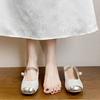Sapatos Mary Jane de Salto Interno Aumentador de Altura Estilo Francês de Luxo para Mulheres, Novo Modelo 2026, Adequados para Usar no Verão com Saias, Mules de Bico Fechado
