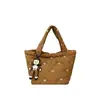 Bolso de Algodón Acolchado Estilo Nuevo 2026 para Mujer, Bolso de Mano Casual Versátil, Bolso de Mano de Moda Bordado con Lazo, Estilo Coreano