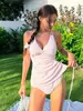 Moda Coreana Ins Novo Maiô Feminino Saia Dividida Sexy Decote em V Profundo Para Seios Pequenos Push-Up Cobertura da Barriga Efeito Emagrecedor Transfronteiriço Roupa de Banho para Fonte Termal