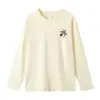 Camiseta Longa de Manga Longa Estilo Coreano Preguiçoso de Algodão Puro Branco para Mulheres, Nova Coleção Primavera 2026 Solta Casual Versátil Camisa Base Top