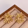 Moda Europea y Americana Irregular Retro Francés Tridimensional Exagerado Pendientes de Alto Nivel Diseño Pendientes de Botón de Girasol Venta al por Mayor