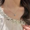 Plata de Ley S925 Lujo Accesible Francés Lágrimas Azules Acuamarina Colgante de Gota de Agua Collar Diseño de Nicho Cadena de Clavícula de Gama Alta
