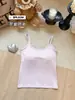 Top Versátil Nuevo de Cuello en U Chica Picante Multicolor para Ropa Exterior o Interior, Hermoso Diseño de Espalda, Elástico, Anti-Exposición, Ajuste Delgado de Verano, con Almohadillas en el Pecho