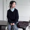Nuevo cárdigan de punto para niña estilo coreano Otoño 2026 con capucha y botones de una sola fila, moderno conjunto de tres piezas
