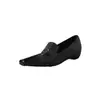 Zapatos mocasín de cuero estilo minimalista súper suaves para ir al trabajo, que aumentan la altura, otoño 2026, tacón medio de cuña, punta cuadrada, cuero genuino, corte profundo