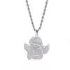 Nuevo collar con colgante de ángel de la guarda de acero inoxidable transfronterizo, personalizado, estilo hip hop callejero, de titanio y acero.