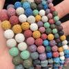 Contas soltas de óleo essencial de pedra vulcânica Angqi, contas coloridas de pedra vulcânica, acessórios para pulseiras e joias faça você mesmo