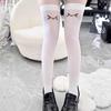 Calcetines Originales Japoneses Yan Text Lindos Estampados Subcultura Hasta la Rodilla Puro Deseo Expresión Secundaria Largos Altos Medias de Seda Blancas