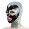 Gorro de Látex Puntada Plateada Cremallera Trasera Negra Ojos Abiertos Capucha de Personaje Máscara de Juego de Belleza de Látex