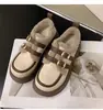 Zapatos de mujer peludos de suela gruesa estilo británico, nuevos zapatos peludos franceses de invierno 2026, mocasines de felpa, zapatos de algodón