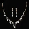 Conjunto de Collar y Aretes de Moda Estilo Coreano con Circonita Regalo de Boda Joyería de Aretes Accesorios para Ropa Venta al por Mayor en Stock
