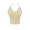Camisole Sexy de Alcinha Estilo Puro Luxo de Verão com Bojo Sexy Nicho Slim Fenda Decote V Botão Top