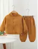 Conjunto de Dos Piezas para Niños y Niñas de Primavera y Otoño, Cortavientos de Color Sólido con Cuello Alto y Pantalones Largos con Puño, Conjunto para Exteriores para Bebés y Niños Pequeños