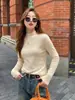 Nueva Camiseta Térmica de Estilo para Mujer, Ropa Interior de Punto, Negra Ajustada de Cachemir con Cuello Medio Alto, Suéter de Otoño/Invierno