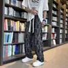Pantalones de pana transfronterizos de corte holgado para hombre con estampado completo, estilo High Street, geniales, informales, largos, modernos, de pierna ancha, estilo Hong Kong