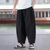 Calça Harem Masculina de Verão Fina Tendência Novo Estilo Chinês Perna Larga Solta Calça Esportiva Tamanho Grande