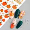 Pegatinas de arte para uñas nuevas transfronterizas: Pegatinas para uñas con diseño de cuadros otoñales, calabaza con lámina dorada temática de Acción de Gracias y patrón de cuadros, con adhesivo en la parte posterior