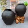 Jarrón de Cerámica Estilo Wabi-Sabi Retro Americano, Jarrón de Cerámica Rústica para Flores Secas, Adorno Vintage Inspirado en Zen Hecho a Mano para Exhibir en una Repisa