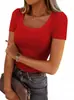 Camiseta Casual de Manga Larga Sexy con Cuello en U, Costillada Ajustada, Popular Europea y Americana, Nueva, al por Mayor en AliExpress para Mujer