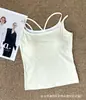 Chica Caliente Sexy Versátil Bloqueo de Color Falso Dos Piezas Hombro Cruzado Espalda Descubierta Camisola Integrada Ajustado Capa Base para Mujer