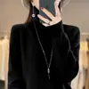 Nuevo suéter de cuello alto tejido para mujer de otoño e invierno, de manga larga, grueso, con hombros caídos, moderno, versátil, de corte holgado y favorecedor