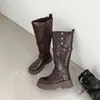 2026 Nuevas Botas de Caballero Altas Estilo Western Retro para Mujer Punta Redonda Botas Largas Modificación para Pies Anchos Forma de la Pierna Zapatos de Mujer Otoño/Invierno