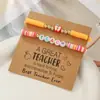 Presente de Dia do Professor Transfronteiriço Pulseira de Argila Macia Maçã Vermelha com Letras Coloridas em Inglês, Estilo Fresco e Simples para a Temporada de Volta às Aulas