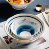 Tazón de Ramen Estilo Japonés de Cerámica para Uso Doméstico, Tazón de Sopa Creativo, Tazón de Arroz, Vajilla Tendencia de Cerámica para Fideos Instantáneos, Estilo Simple