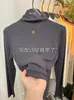 Elegante Camiseta de Manga Larga con Cuello Integrado para Mujer, Moderna y con Estilo, Versátil, Sencilla, Corte Entallado, Adelgazante, Cuello Semi Alto, Camisa Base de Color Sólido