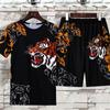 Conjunto Informal de Verano con Estampado de Grifo con Personalidad 3D para Hombre, Camiseta de Manga Corta Fina y Pantalones Cortos Deportivos Juveniles, Conjunto de Dos Piezas