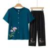Conjunto de Camisas de Manga Corta de Verano para Madres de Edad Media y Mayores, Ropa para Abuelas y Personas Mayores, Ropa Holgada de Verano, Camisa Delgada