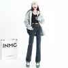 Jeans Rectos Negros para Mujer Otoño e Invierno 2024 Tendencia Versátiles Nuevos de Cintura Alta Pierna Estrecha Ancha Pantalones Tubo con Forro Polar