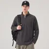 Sudadera con Capucha para Hombre Cuello Alto 2026 Otoño Nuevo Estilo Japonés Color Sólido Patchwork Cremallera Media Cremallera Chaqueta Cardigan Moderna Algodón