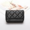 Estilo Tweed Piel de Cabra Acolchado Tarjetero Monedero Compacto para Mujer Nuevo 2025 Cuero Genuino Ranuras para Múltiples Tarjetas Cierre con Cremallera Billetera Corta