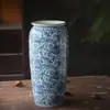 Vaso de Porcelana Azul y Blanco Retro Chino Decoración Cerámica Flores Secas Jarrón para Flores Frescas Adornos Bed and Breakfast Sala de Estar Mesa de Comedor Arreglo Floral Recipiente para Flores