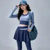 Nuevo Conjunto de Yoga para Mujer, Falso Dos Piezas, Manga Larga, Control de Abdomen, Adelgazante, Elástico, de Secado Rápido, para Correr por la Mañana, Entrenamiento de Gimnasio, Ropa Deportiva para Mujer
