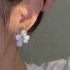 Pendientes de flor de cristal degradado y perla 2024 nuevos elegantes de moda pendientes con temperamento Joker pendientes de alto nivel