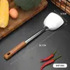 Espátula cuchara de acero inoxidable cuchara para saltear casera espátula cuchara espátula de cocina Colador engrosado Anti-quemaduras veta de madera juego de utensilios de cocina