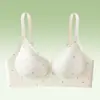Sutiã Souffle de Renda Floral para Mulheres com Seios Pequenos, Push-Up, Suporte Lateral, Anti-Queda, Sem Fio, Sutiã Vermelho para o Ano Novo Chinês