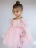 Vestido Formal de Un Año para Niña, Lindo Vestido de Dama de Honor con Flores, Vestido de Princesa de Un Hombro, Vestido de Tutú de Malla, Vestido para Fiesta de Cumpleaños