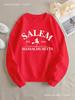 Sudadera con capucha casual de cuello redondo para mujer estampada con Salem Massachuse