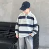 Roupas infantis para meninos, camiseta polo e moletom de outono, novo estilo primavera e outono 2026, tops estilosos de outono para meninos mais velhos