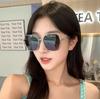 Óculos de sol novos da moda 2024 estilo coreano polarizado armação quadrada grande adesivos finos flash óculos de sol de celebridade da internet óculos de sol