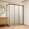 Proyecto de Hotel Minimalista Baño con Ducha Mampara de Ducha Rectangular Puerta de Vidrio para Mampara de Baño con una Fija y Dos Deslizantes