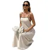 Camisón de estilo europeo y americano transfronterizo para mujer para verano y otoño, adecuado para vacaciones en la playa, ropa de dormir sexy sin espalda, vestido casual, ropa de casa